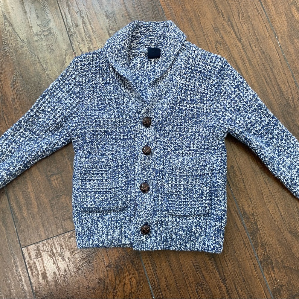 Blue marble button up sweater, excellent condition
